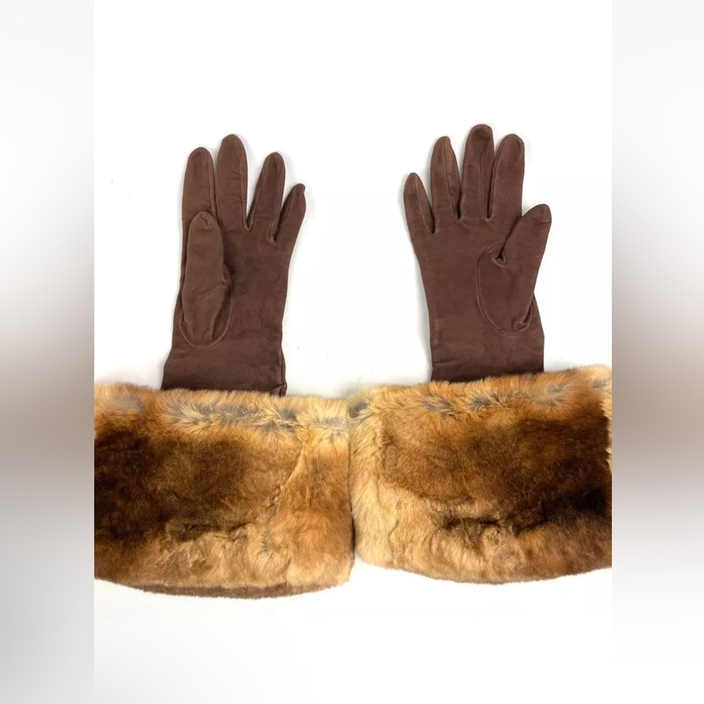 RARE Vintage Fendi Leather & Fur Gloves
